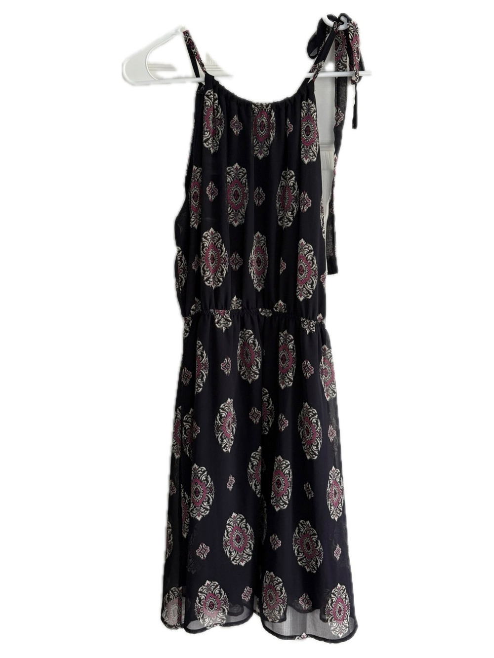 Papermoon Black Printed Tie-Shoulder Sleeveless Dress